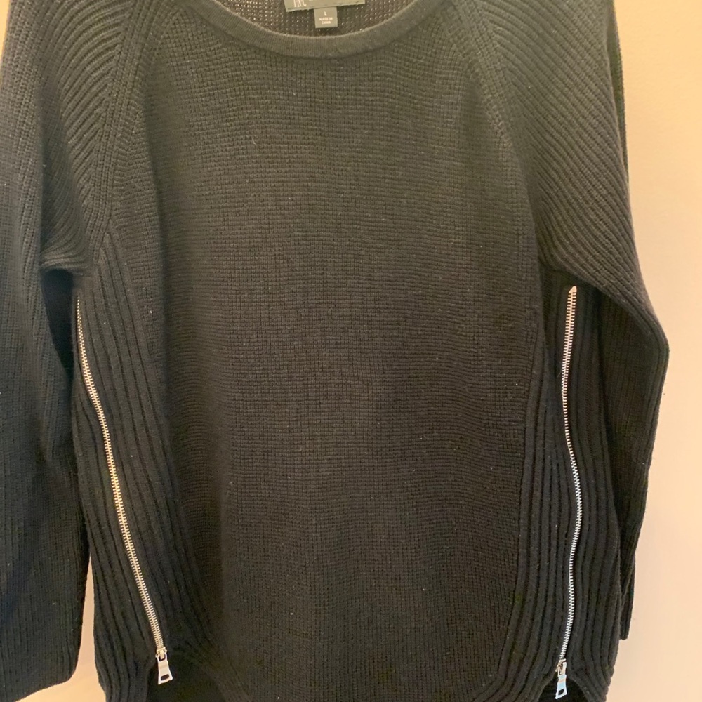 Black INC sweater with side zippers
